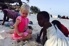 Playing with local kids in Zanzibar